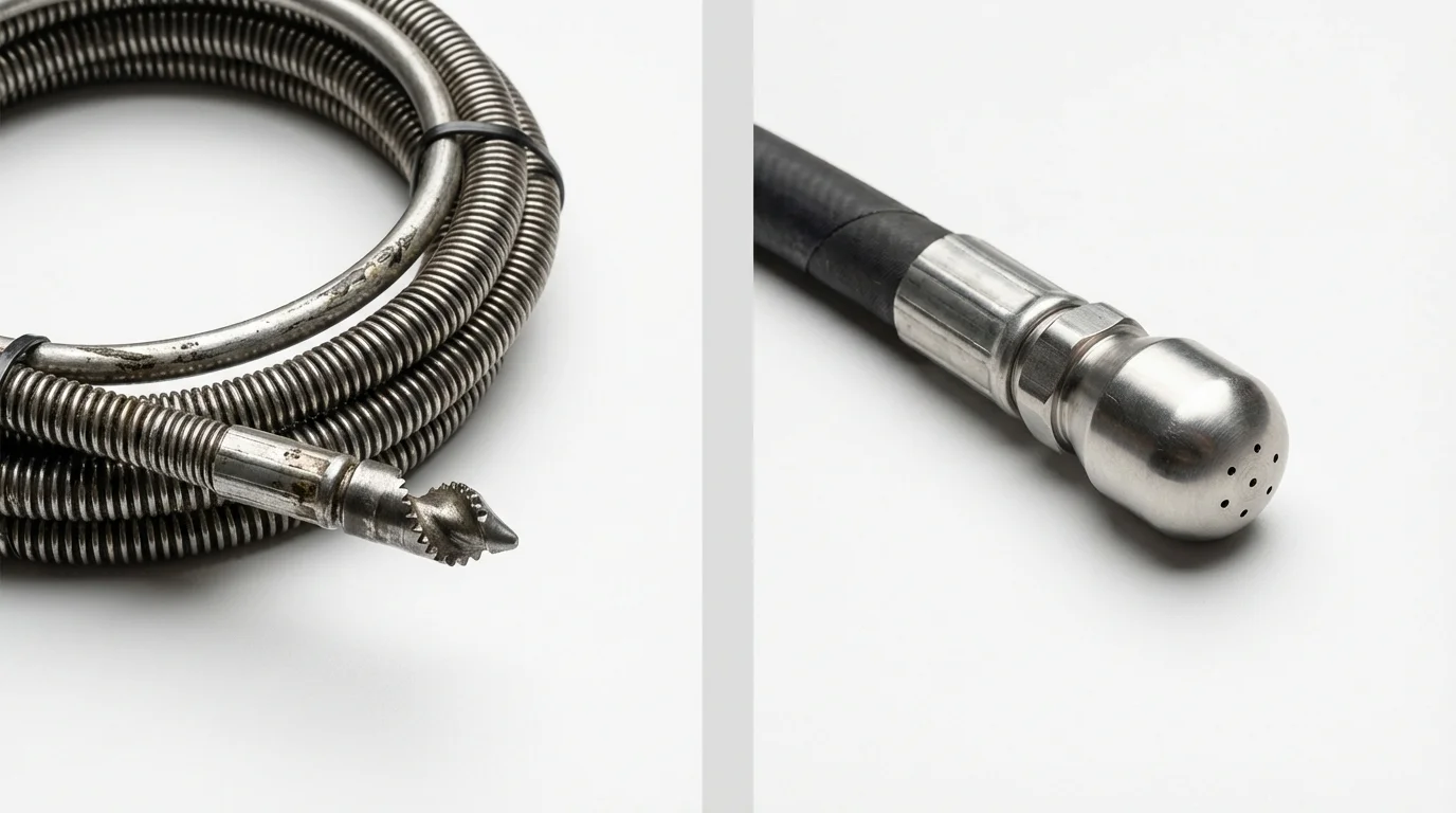 Drain snake cable and hydro jetting nozzle used for drain cleaning in Harlowton, MT
