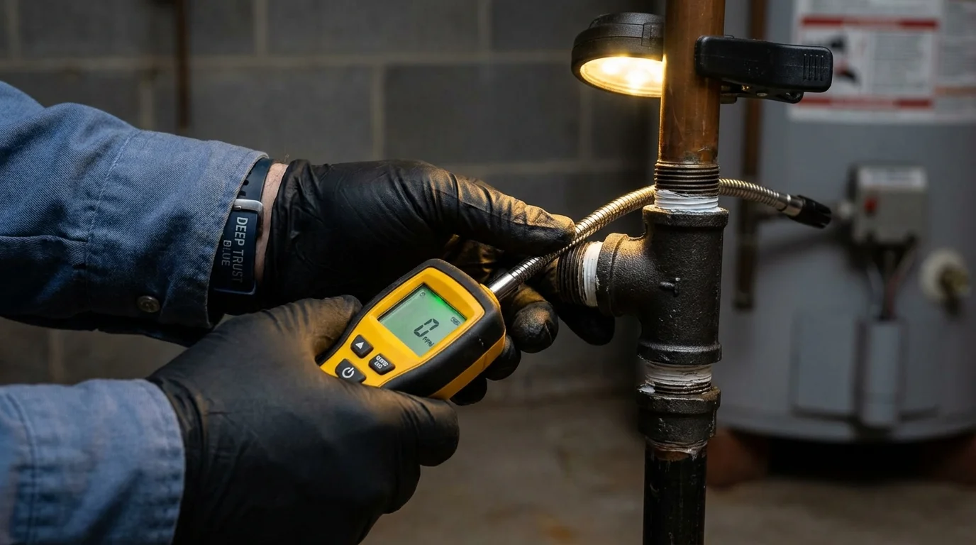 Gas leak detection with electronic sniffer by Johns Plumbing LLC in Harlowton